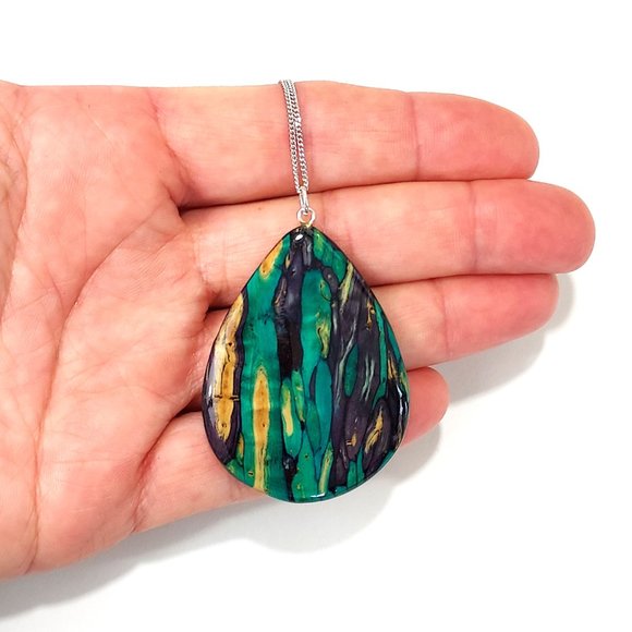 New Sterling Silver Heather Gem Teardrop Necklace (Made in Scotland)